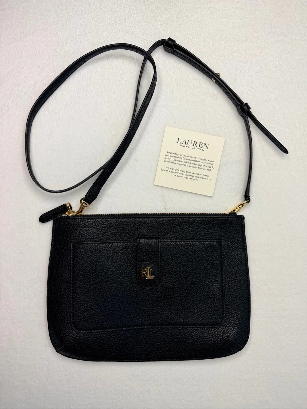 LAUREN Ralph Lauren Pebbled Leather Medium Jamey Crossbody Black One Size - Picture 2 of 6